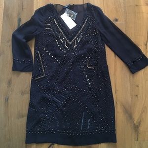 French connection shift dress with beading