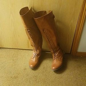 Torrid over the knee lace up brown boots