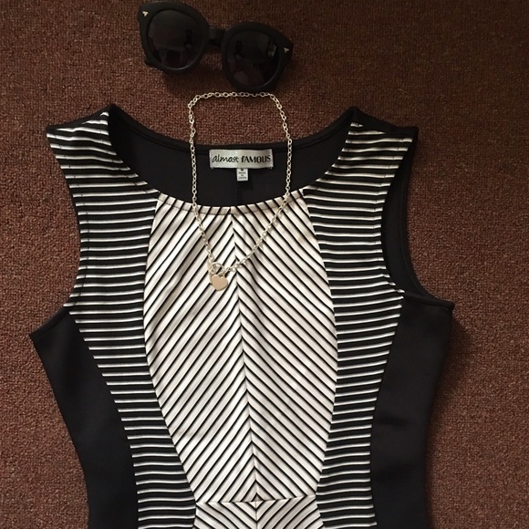 Black & White Body Con Midi Dress - Picture 2 of 3