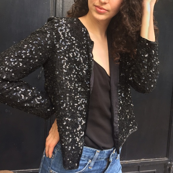 Vintage Jackets & Blazers - Vintage Pappel Black Sequin Jacket