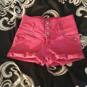 Maroon high-waisted shorts