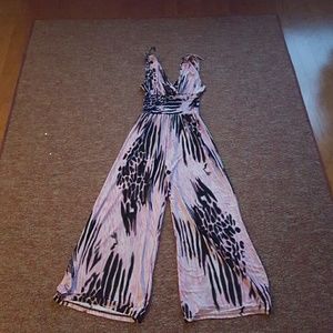 Animal print wide leg jumpsuit