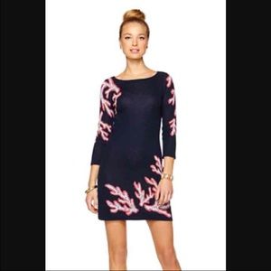 Lilly Pulitzer Poly Shift Dress Coral Jacquard Med