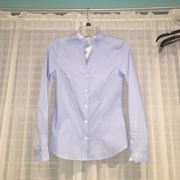 NWT striped blue & white collared shirt
