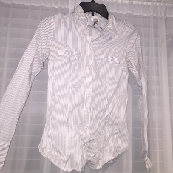 Black & white striped button up