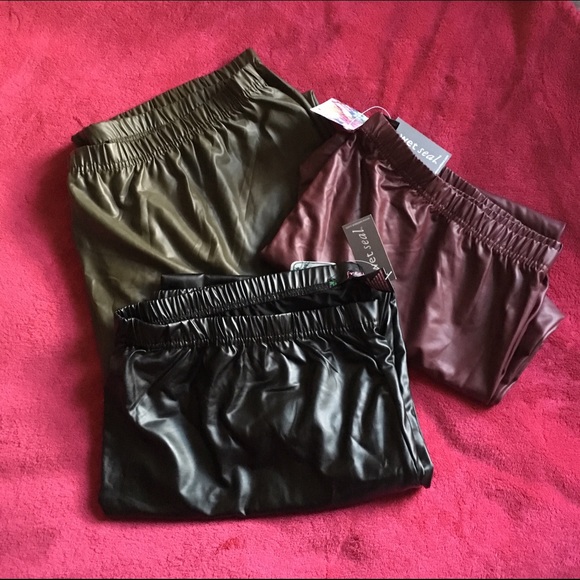 Faux Leather Leggings (3Pairs)