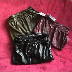 Faux Leather Leggings (3Pairs)