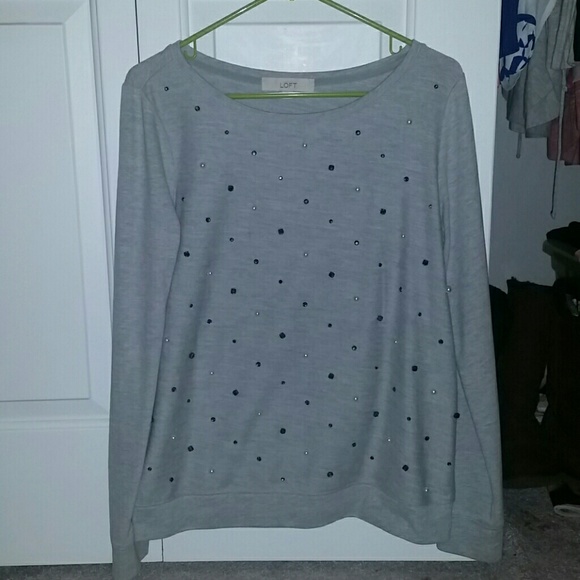LOFT sweatshirt w/ pearl & crystal embellishments