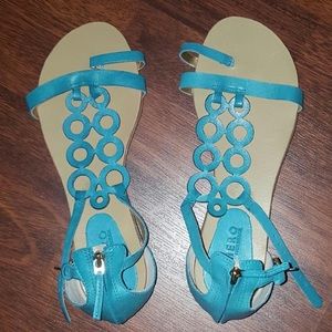 Turquoise Zipper Back Sandles
