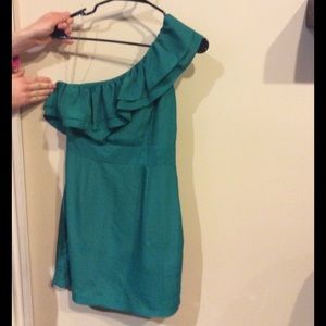 Green one shoulder dress