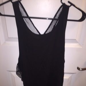 Workout tank with cross (fabric/fishnet) back