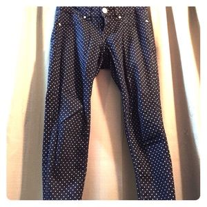 White polka dot blue jeans