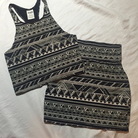 Victoria's Secret PINK Tribal Crop Top Skirt Set