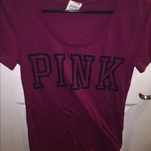 burgundy scoop neck T