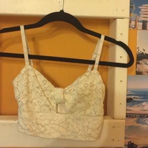 Roxy White Lace Crop Top