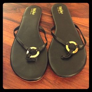 Mossimo Black & Gold Flip Flops