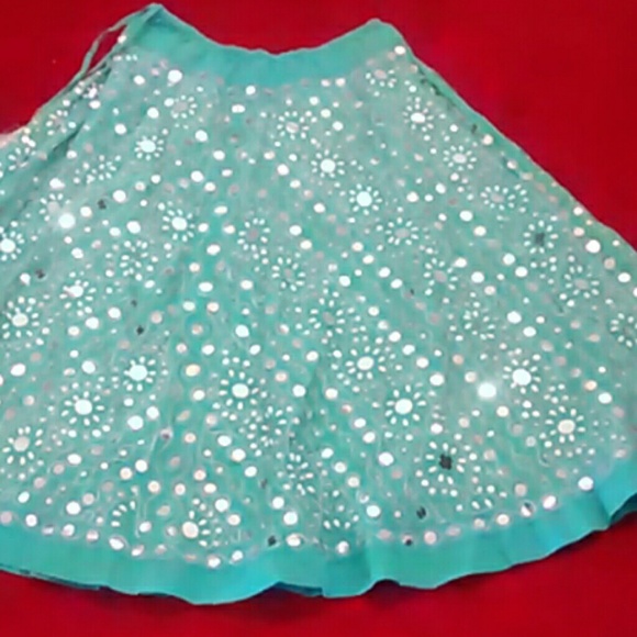 100% cotton boho lined skirt Chris sequins beads!
