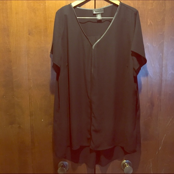 Chiffon Tunic with Leather Trim