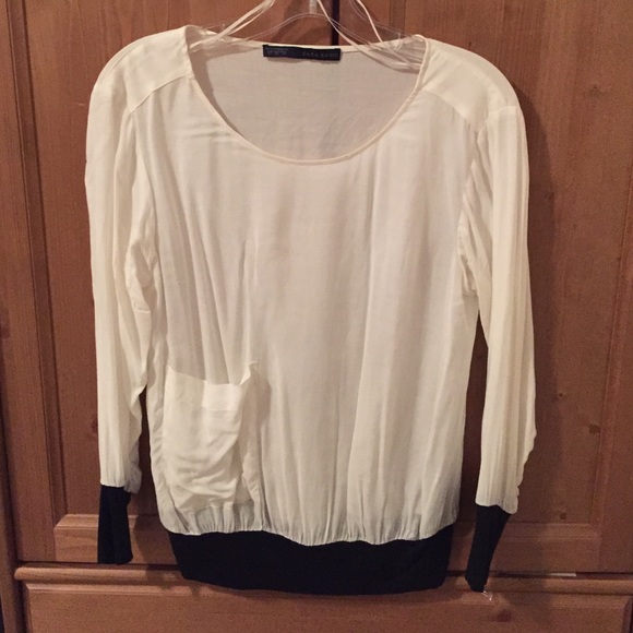 Zara size XS contrast trim silky blouse