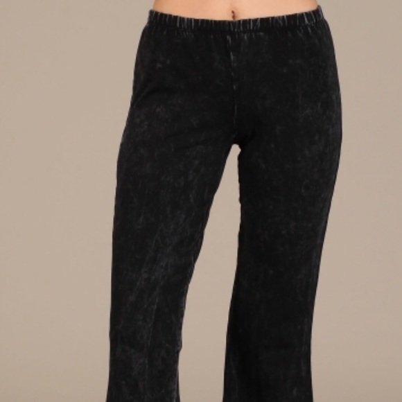 Mineral Washed Bell Bottoms-BLACK - Picture 4 of 4