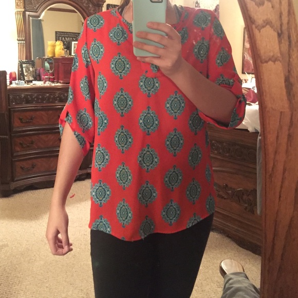 Orange and blue top