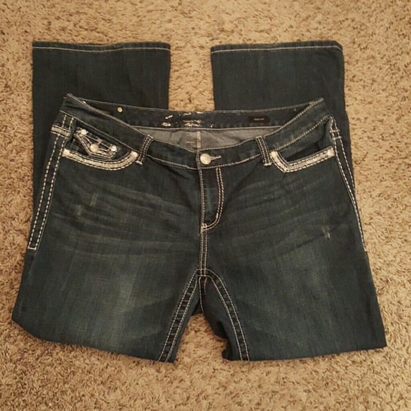 Seven7 Bootcut Jeans w/Embellished Flap Pockets