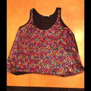 Black and colorful sequince crop top