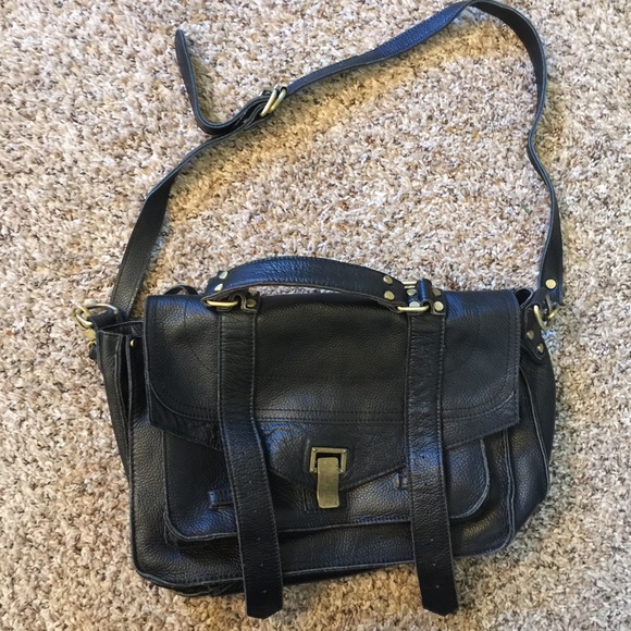 Brandless Handbags - Black hide leather briefcase school bag