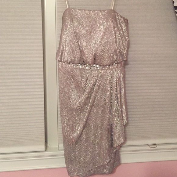 Silver strapless dress