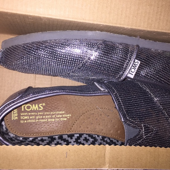 Toms pewter sequined silver