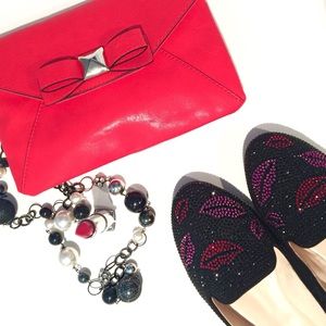 The Limited Red Bow Wristlet