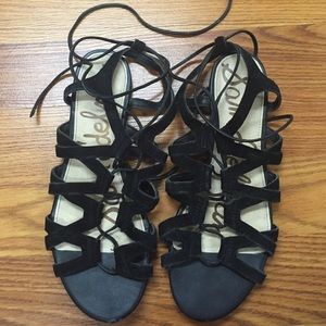 Black lace up sandals
