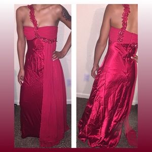 B. Darlin Crimson Red Long Formal Prom Dress