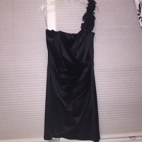 Black cocktail dress one shoulder