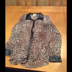 Leopard see through blouse
