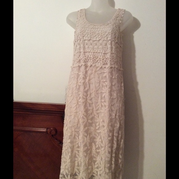 beige lace dress