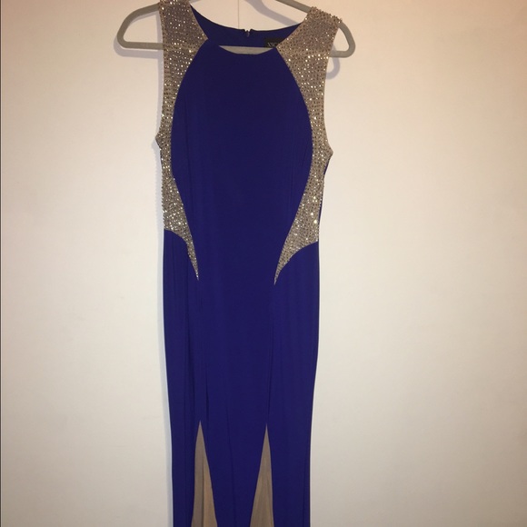 Royal Blue & Gold Prom Dress