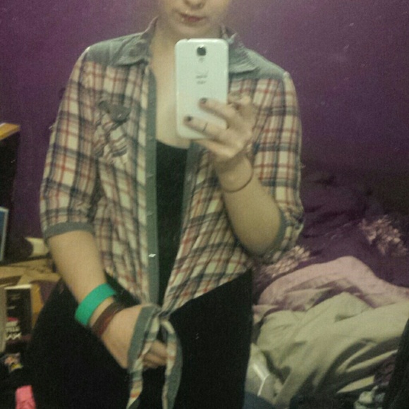 Papaya Plaid/Denim Tie-CropTop