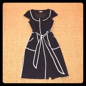 Sandra Darren Black & White Midi Dress