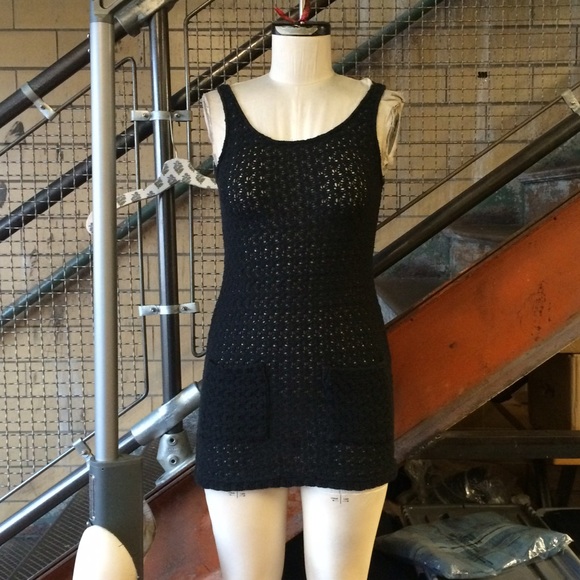 Black crochet beach cover up