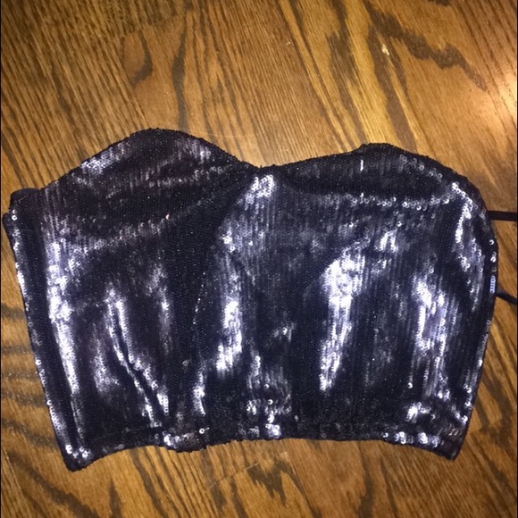 Blue sequin crop top