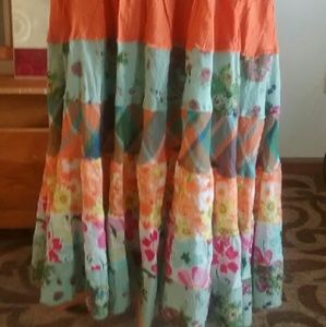 100% cotton floral boho maxi skirt