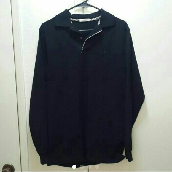 Burberry Long Sleeve Polo Checked Collar - Picture 1 of 4