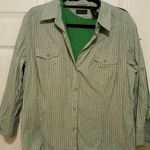 Classic green striped button down