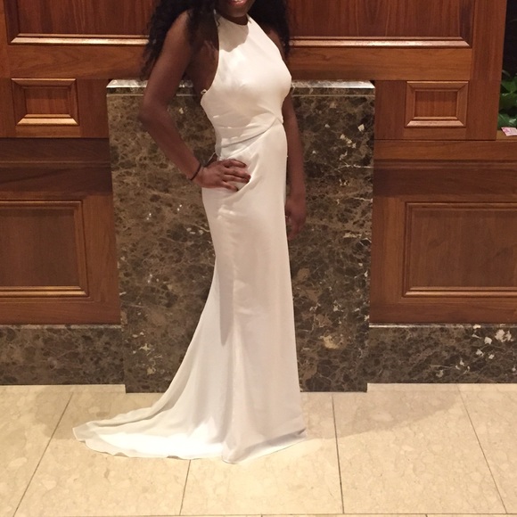 White high neck halter gown