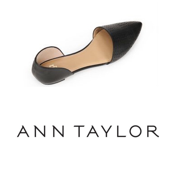 Ann Taylor Black Tamra D'orsay Calf Leather Flats