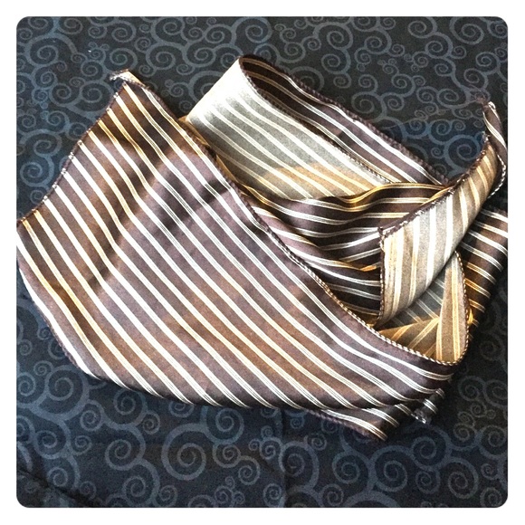 Silk brown and tan belt or neck scarf