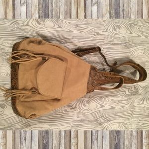 Small faux suede backpack