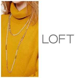 LOFT Extra Long Faux Pearl and Gemstone Necklace