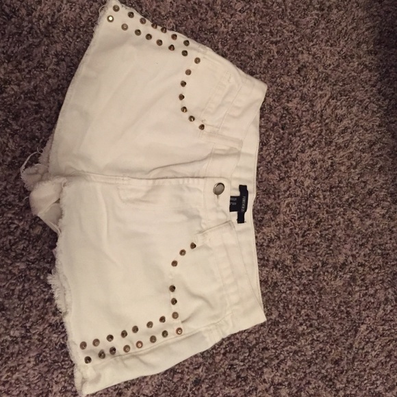 High waisted white jean shorts